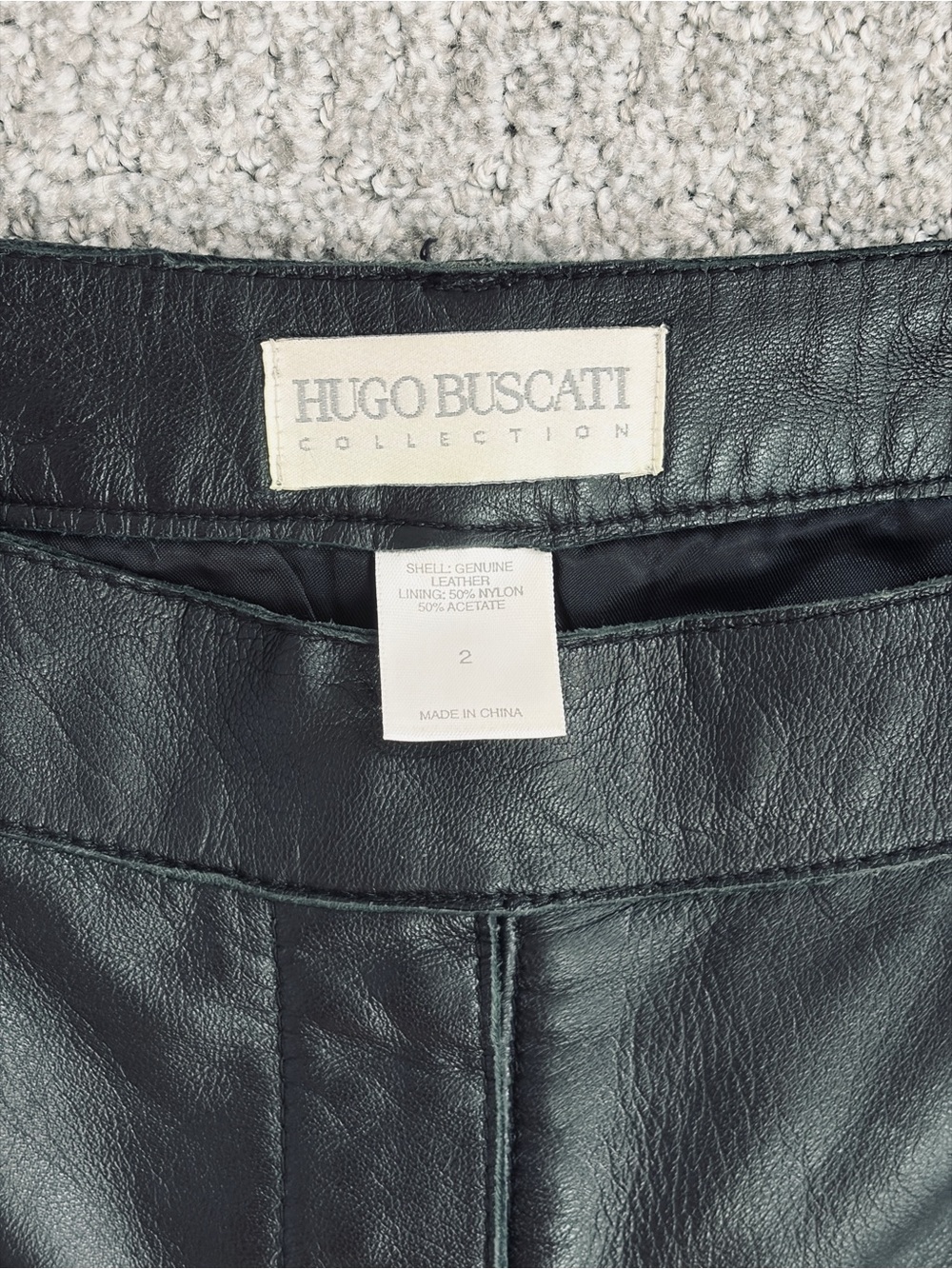 Hugo Buscati Vintage 90s Black Genuine Leather Pants Size 2